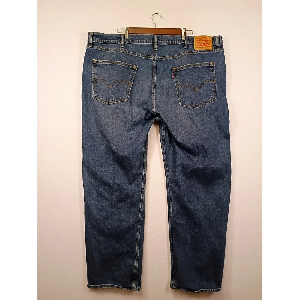 Rugged Workwear Levi's Mens 46x34 Blue Straight Leg Stretch Denim Jeans